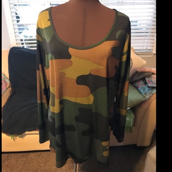 LuLaRoe Tops - Lularoe Camo Lynnae 2XL